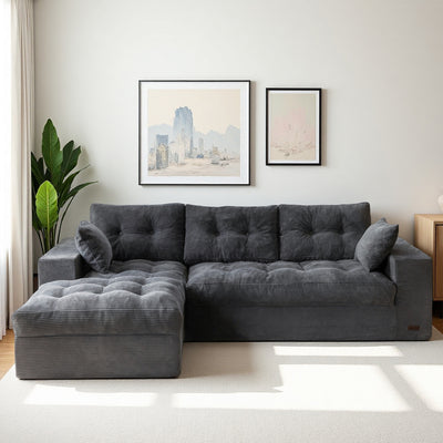 MAXYOYO L-Shaped Sectional Puffinest Modular Sofa – Convertible Ottoman, No-Assembly, 4-in-1 Flexible Layout