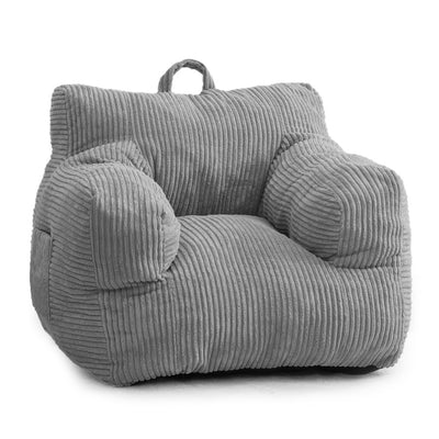 MAXYOYO Kids Bean Bag Chair, Corduroy Bean Bag Couch with Armrests for Children's Room (Grey)