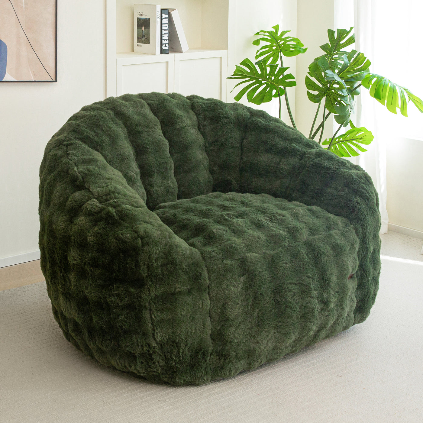 MAXYOYO Giant Bean Bag Chair for Adults, Stuffed Shell-Shaped Large Bean Bag Couch, Cozy Living Room Chair with Filler, Floor Sofa Lazy Sofa for Bedroom Living Room