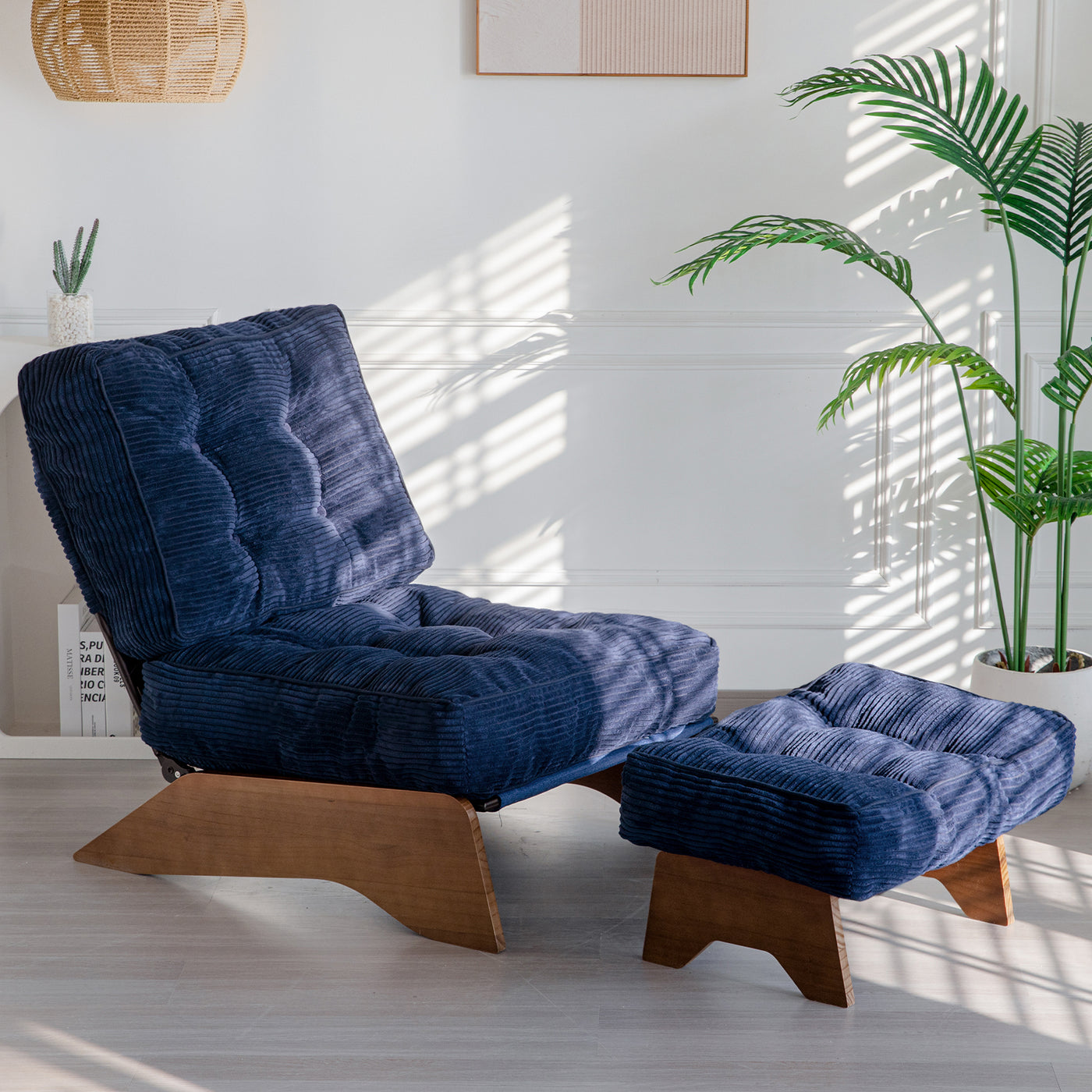 MAXYOYO Accent Chair with Ottoman Adjustable Backrest, Tufted Living Room Chair Upholstered Lounge Chair with Footrest Set, Modern Chair Cozy Reclining Chair for Reading Room