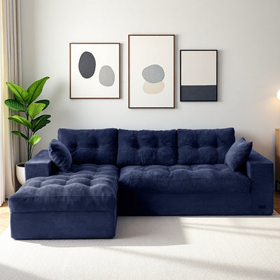 MAXYOYO L-Shaped Sectional Puffinest Modular Sofa – Convertible Ottoman, No-Assembly, 4-in-1 Flexible Layout