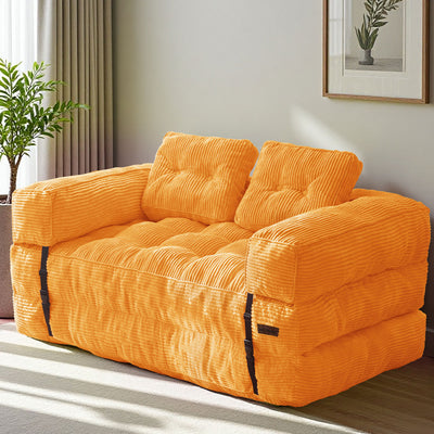 MAXYOYO Folding Sofa Bed – 2-Seat Foldable Couch  with Armrest , Orange