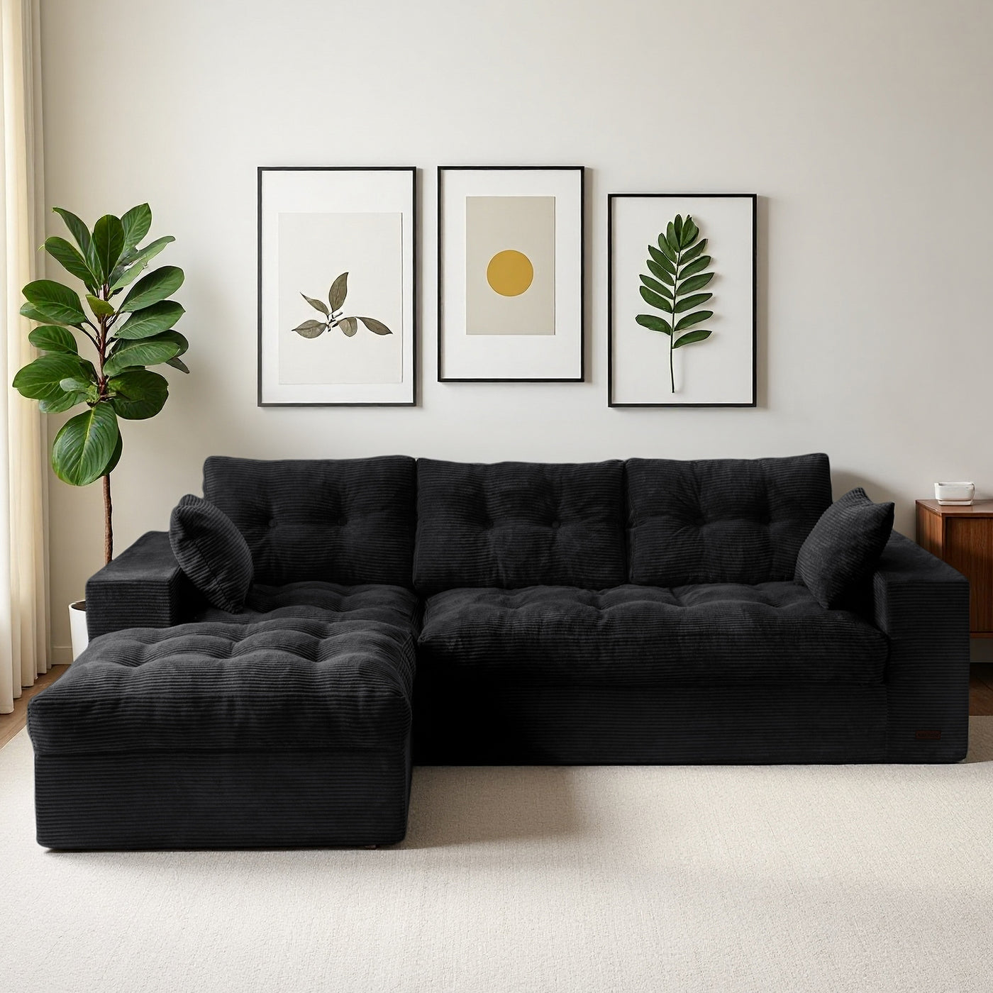 MAXYOYO L-Shaped Sectional Puffinest Modular Sofa – Convertible Ottoman, No-Assembly, 4-in-1 Flexible Layout