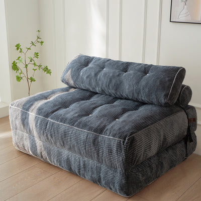 MAXYOYO Corduroy Folding Sofa Bed, Convertible Sleeper Chair with Pillow Foldable Mattress with Back Support(Double), Dark Grey