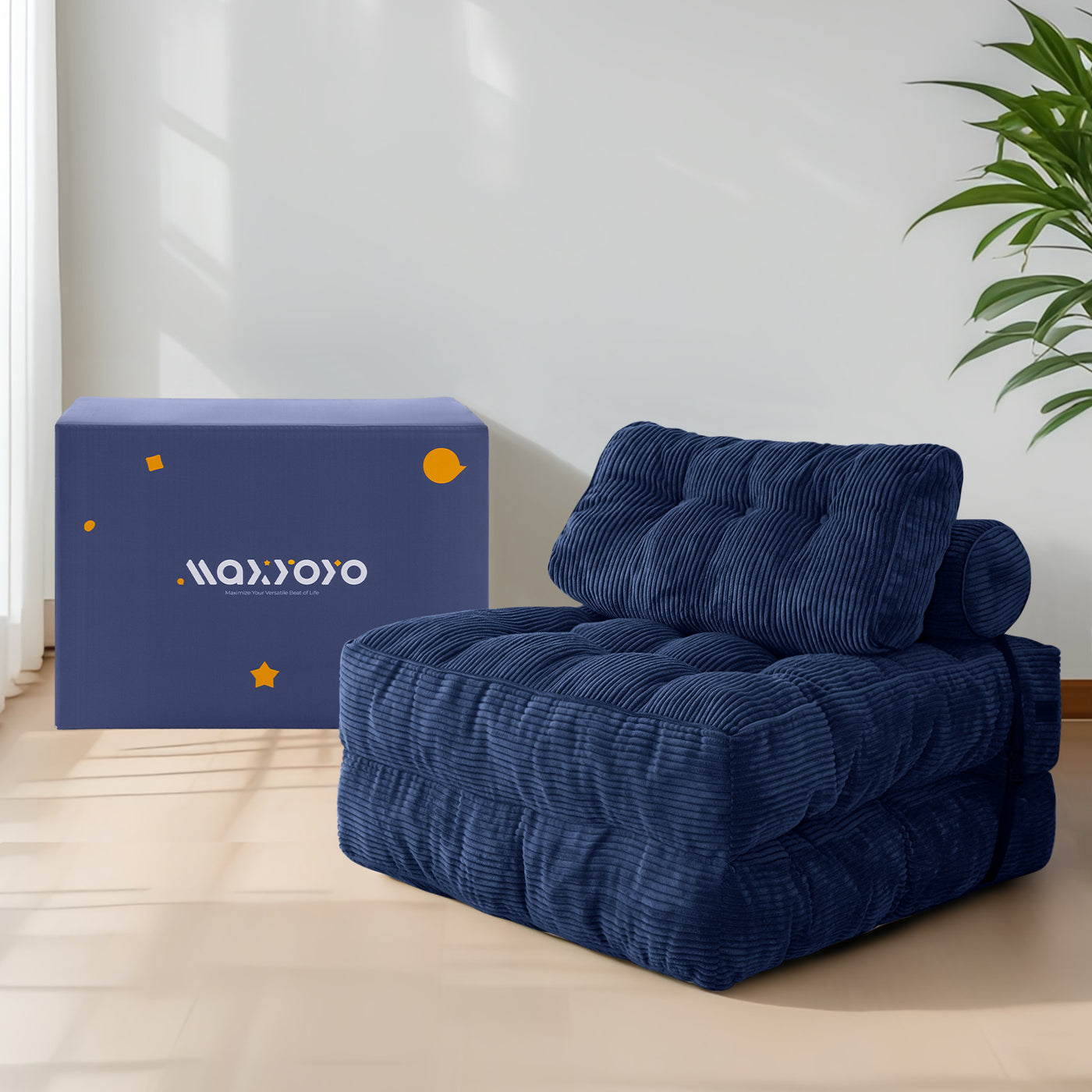 corduroy bean bag folding sofa#color_navy