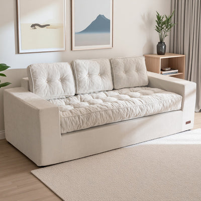 MAXYOYO Boneless Floor Sofa: Chenille 3-Seater Couch (Sofa in a Box)