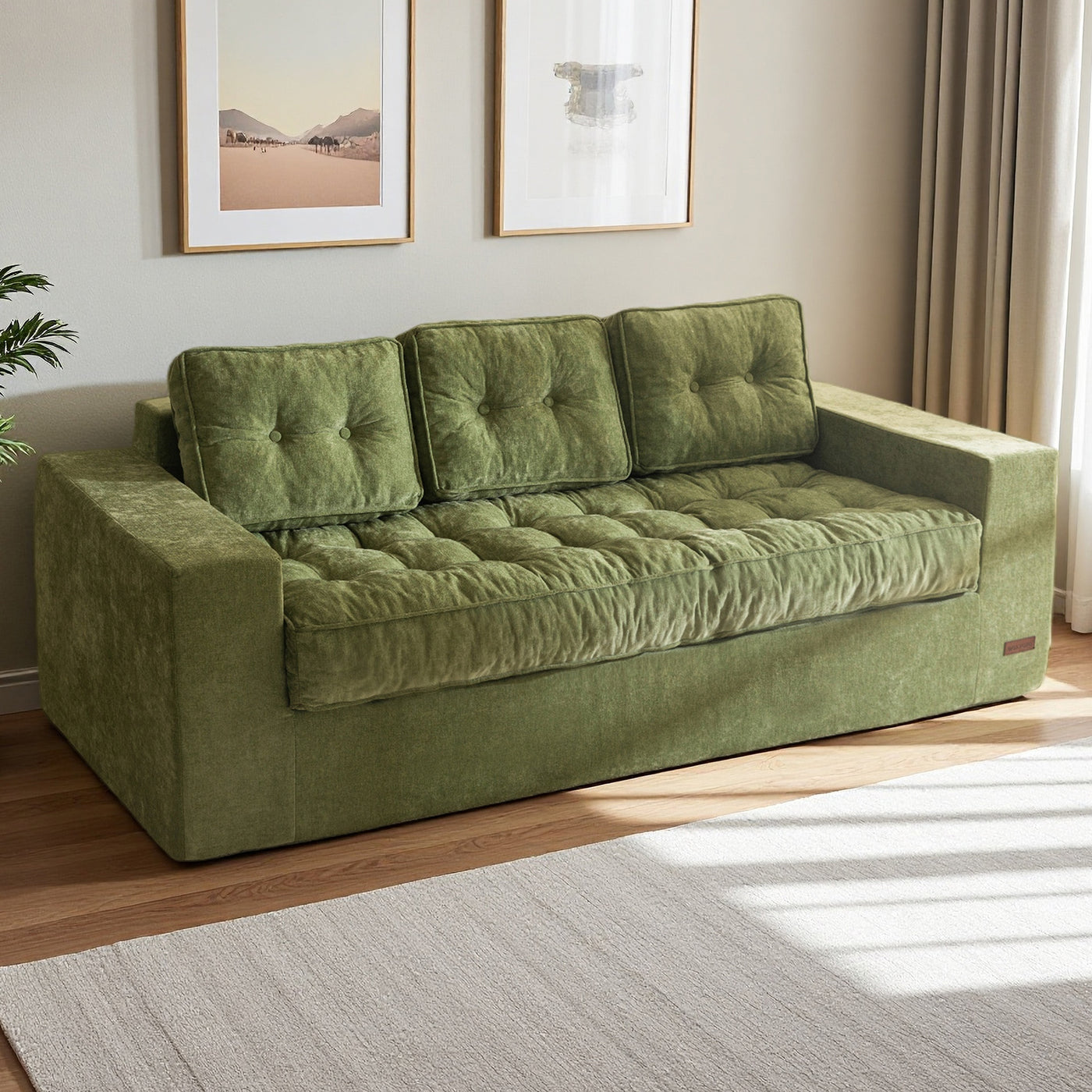 MAXYOYO Boneless Floor Sofa: Chenille 3-Seater Couch (Sofa in a Box)