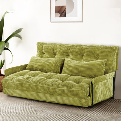 MAXYOYO Adjustable Floor Sofa Bed with 2 Pillows, Multi-Functional Bean Bag Sleeper Bed with Armrest for Reading Gaming, Green