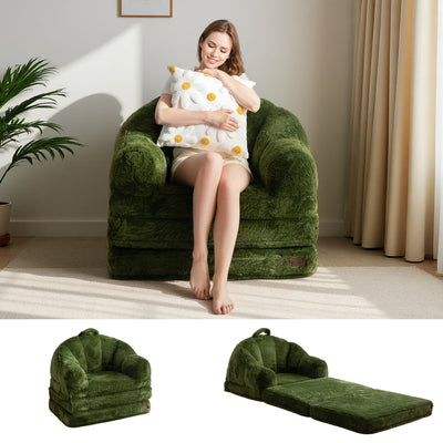 MAXYOYO Convertible Floor Sofa – Foldable Bean Bag Chair with Handle, Green