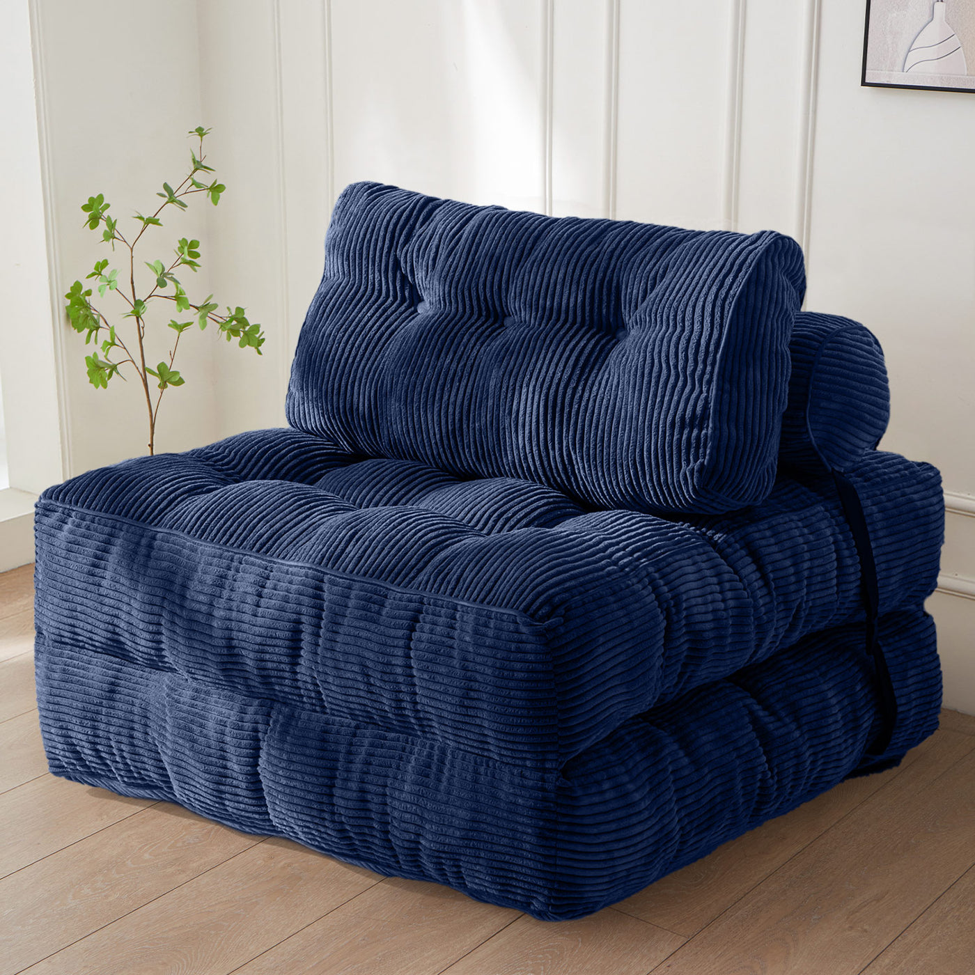corduroy bean bag folding sofa#color_navy