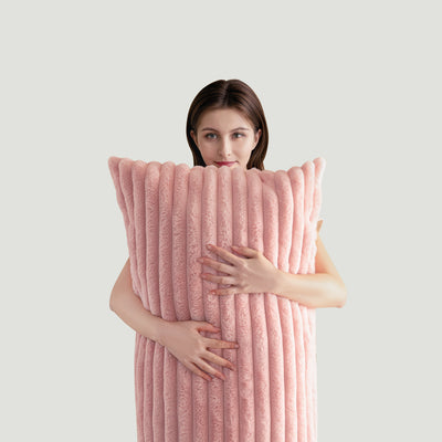 MAXYOYO Body Pillow - Ultra Striped Faux Fur Long Bed Pillows for Sleeping (20 x 54 Inch, Pink)