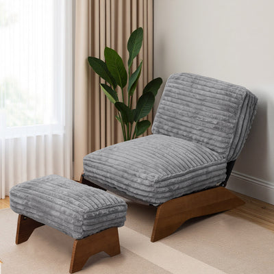 MAXYOYO Adjustable Accent Chair with Ottoman – Soft Padded Lounge Chair Set for Cozy Spaces, Grey