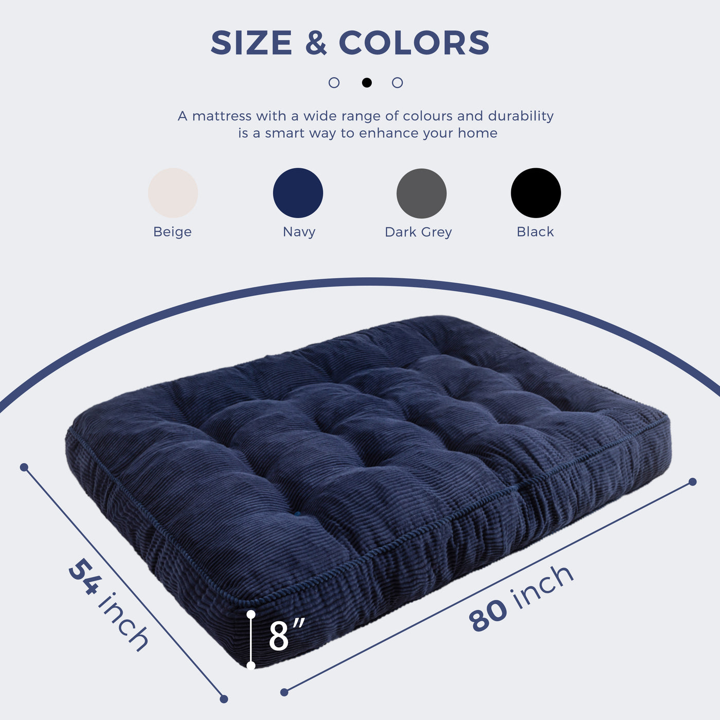 MAXYOYO 8" Futon Mattress Full Size, Ultra Thick Futons Sofa Couch Bed Tufted Sleeper Sofa Bed, Floor Mattress for Adults, Shredded Foam Filling (Frame Not Included)