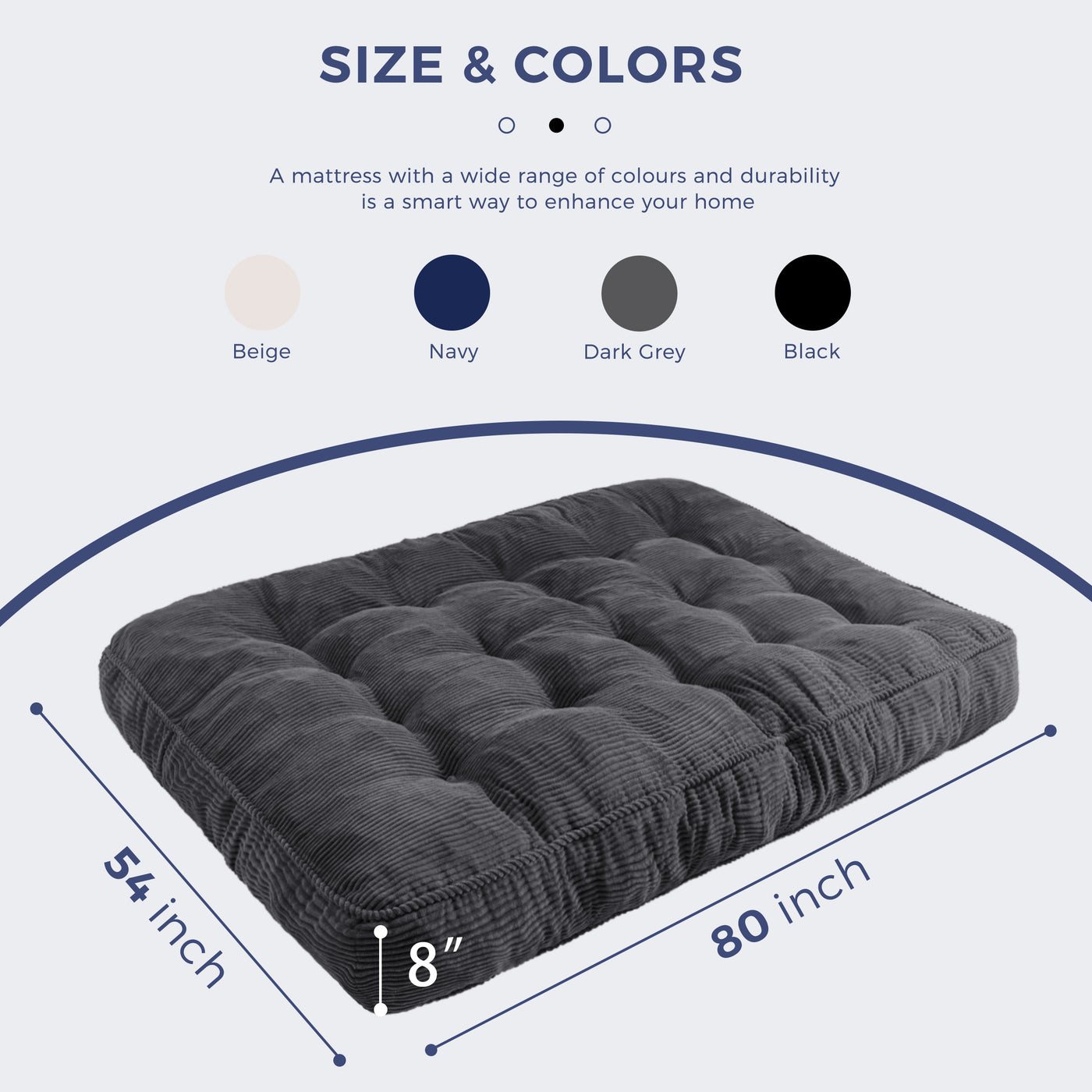 MAXYOYO 8" Futon Mattress Full Size, Ultra Thick Futons Sofa Couch Bed Tufted Sleeper Sofa Bed, Floor Mattress for Adults, Shredded Foam Filling (Frame Not Included)