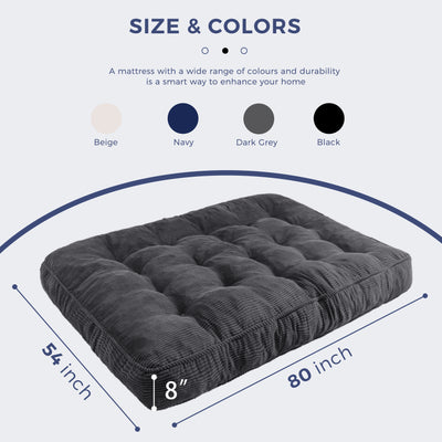 MAXYOYO 8" Futon Mattress Full Size, Ultra Thick Futons Sofa Couch Bed Tufted Sleeper Sofa Bed, Floor Mattress for Adults, Shredded Foam Filling (Frame Not Included)