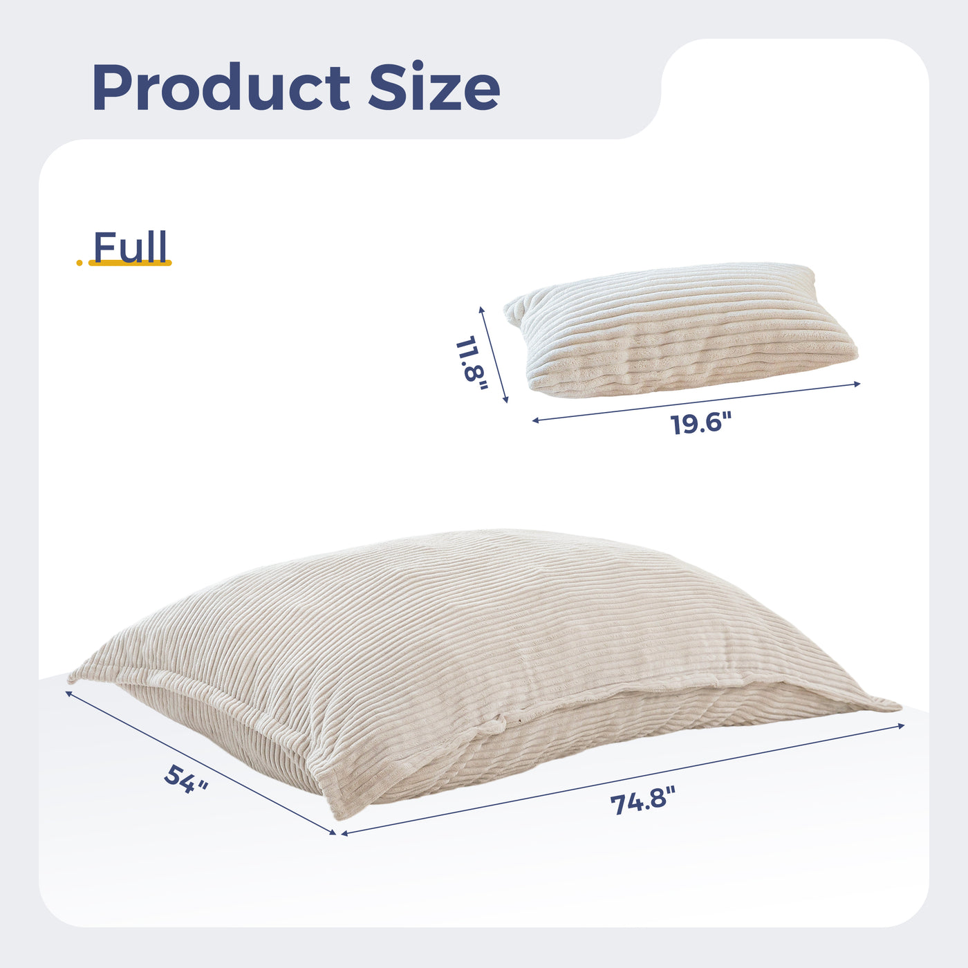 MAXYOYO Giant Bean Bag Chair with Pillow, 3 in 1 Convertible Bean Bag Bed for Adults with Washable Cover, Removable Floor Cushion Stuffed Floor Lounger for Living Room Bedroom, White