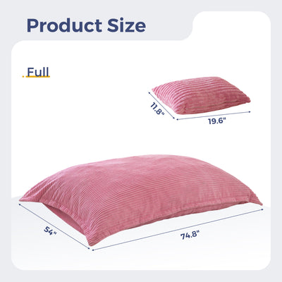 MAXYOYO Giant Bean Bag Chair with Pillow, 3 in 1 Convertible Bean Bag Bed for Adults with Washable Cover, Removable Floor Cushion Stuffed Floor Lounger for Living Room Bedroom, Pink
