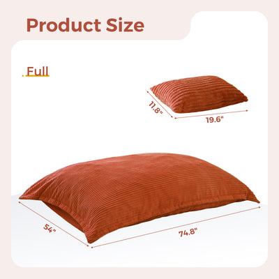 MAXYOYO Giant Bean Bag Chair with Pillow, 3 in 1 Convertible Bean Bag Bed for Adults with Washable Cover, Removable Floor Cushion Stuffed Floor Lounger for Living Room Bedroom, Orange