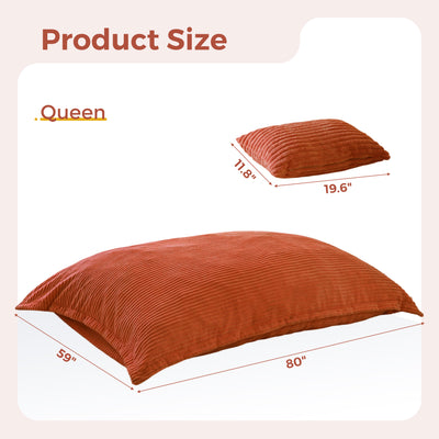 MAXYOYO Giant Bean Bag Chair with Pillow, 3 in 1 Convertible Bean Bag Bed for Adults with Washable Cover, Removable Floor Cushion Stuffed Floor Lounger for Living Room Bedroom, Orange