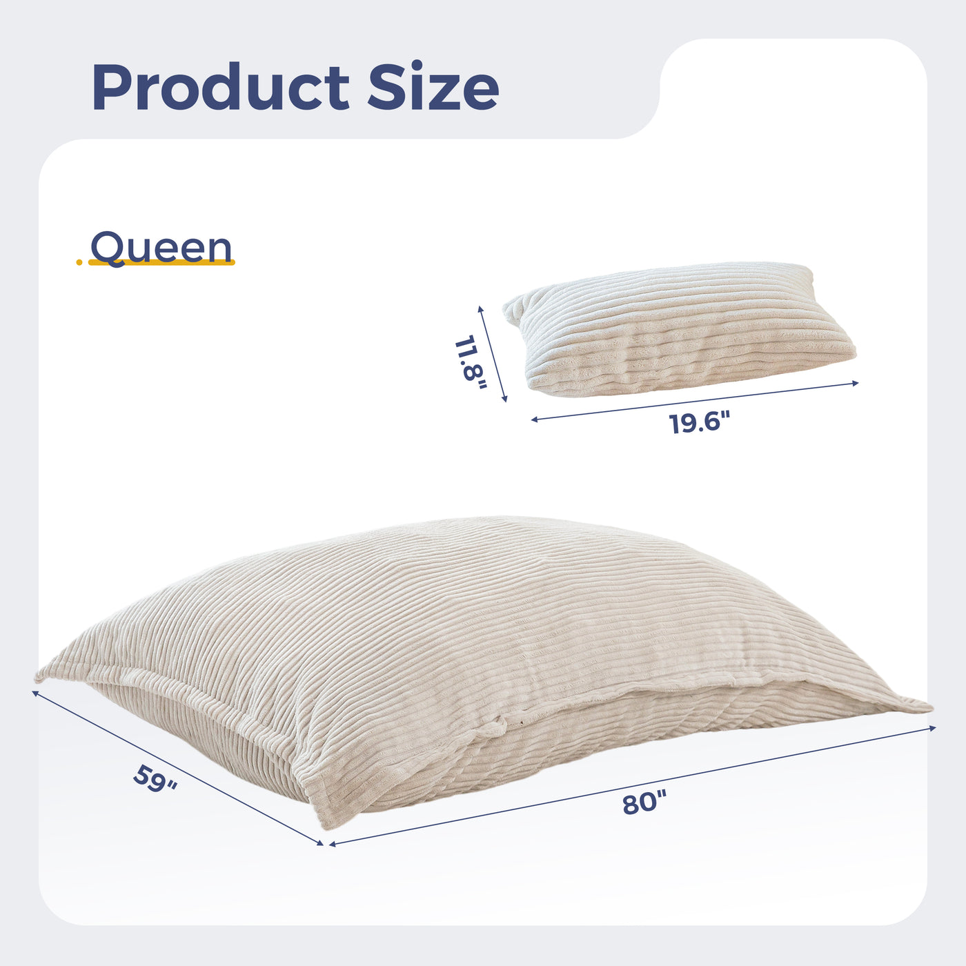 MAXYOYO Giant Bean Bag Chair with Pillow, 3 in 1 Convertible Bean Bag Bed for Adults with Washable Cover, Removable Floor Cushion Stuffed Floor Lounger for Living Room Bedroom, White