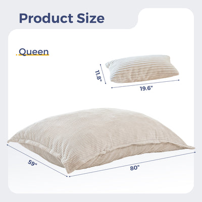 MAXYOYO Giant Bean Bag Chair with Pillow, 3 in 1 Convertible Bean Bag Bed for Adults with Washable Cover, Removable Floor Cushion Stuffed Floor Lounger for Living Room Bedroom, White