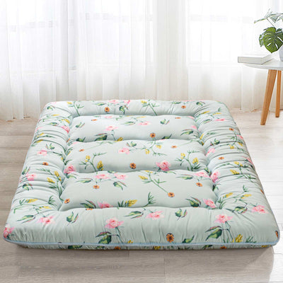 MAXYOYO Floor Mattress, Green Floral Printed Japanese Futon Mattress