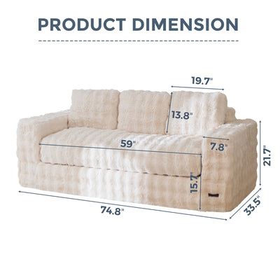 MAXYOYO 3-Seater Bubbled Bean Bag Chair – Tufted Boneless Couch for Living Room, No Assembly