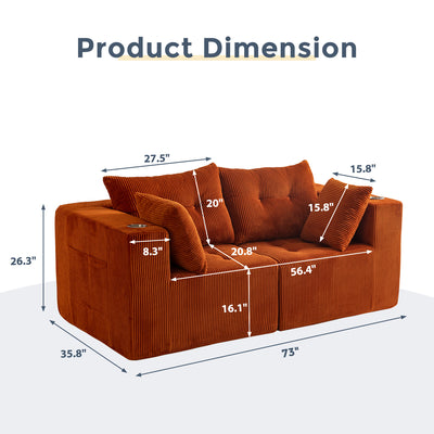 Modular Sectional Sofa Couch #color_orange