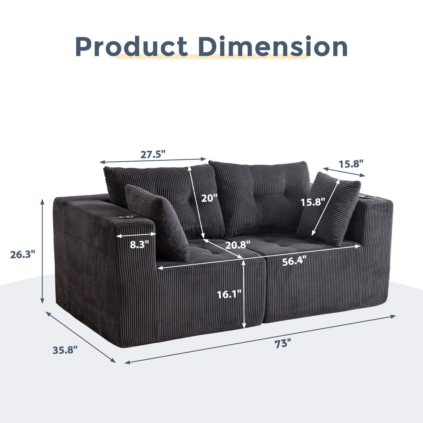 Modular Sectional Sofa Couch #color_grey