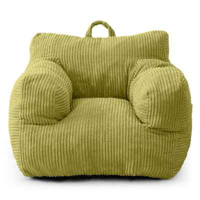 MAXYOYO Kids Bean Bag Chair, Corduroy Bean Bag Couch with Armrests for Children's Room (Green)