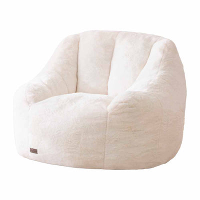 MAXYOYO Bean Bag Chair - Faux Fur Bean Bag Couch with High Backrest, Beige