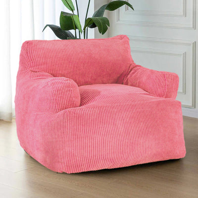 MAXYOYO Giant Bean Bag Chair, Stuffed Bean Bag Couch with Armrests for Living Room, Pink