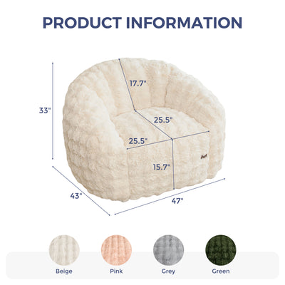 MAXYOYO Giant Bean Bag Chair for Adults, Stuffed Shell-Shaped Large Bean Bag Couch, Cozy Living Room Chair with Filler, Floor Sofa Lazy Sofa for Bedroom Living Room