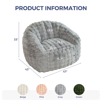 MAXYOYO Giant Bean Bag Chair for Adults, Stuffed Shell-Shaped Large Bean Bag Couch, Cozy Living Room Chair with Filler, Floor Sofa Lazy Sofa for Bedroom Living Room