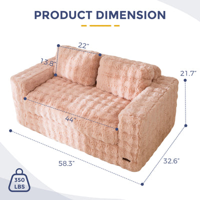MAXYOYO Loveseat Sofa for Living Room, Small Sofa Couch Tufted Boneless Couch, Comfy Bean Bag Chair for Small Space Bedroom Apartment, No Assembly Needed