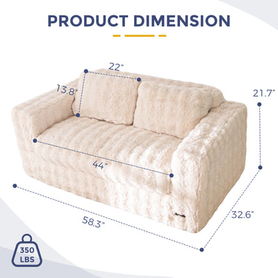 MAXYOYO Loveseat Sofa for Living Room, Small Sofa Couch Tufted Boneless Couch, Comfy Bean Bag Chair for Small Space Bedroom Apartment, No Assembly Needed