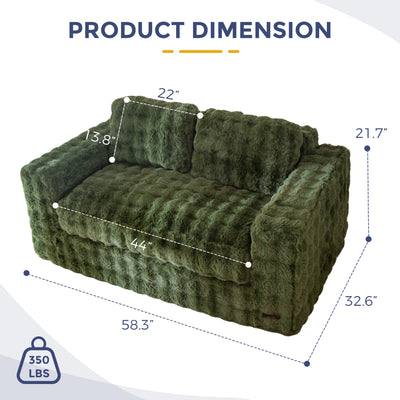MAXYOYO Loveseat Sofa for Living Room, Small Sofa Couch Tufted Boneless Couch, Comfy Bean Bag Chair for Small Space Bedroom Apartment, No Assembly Needed