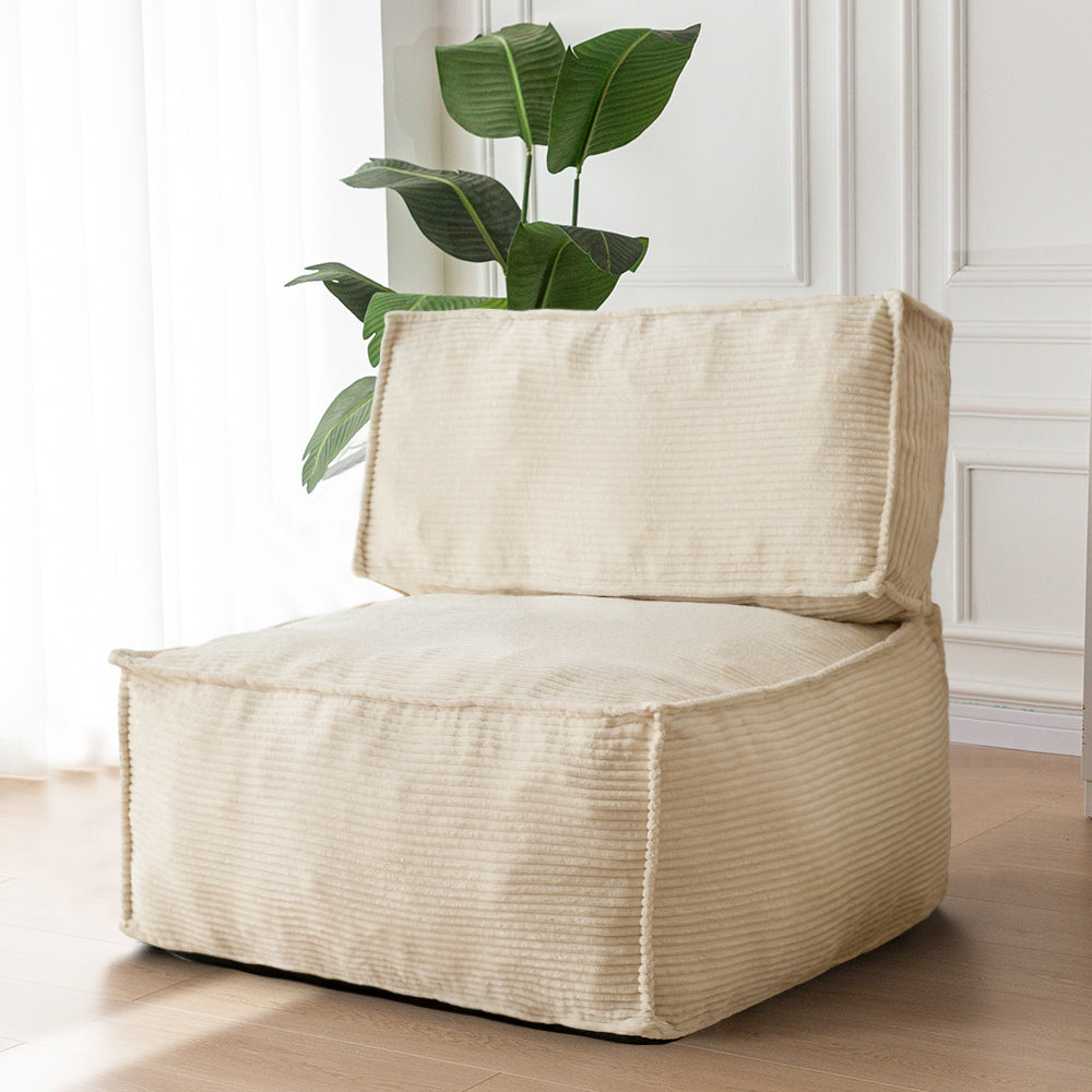 MAXYOYO 4 in 1 Modular Bean Bag Sofa, Multi-Function Corduroy Bean Bag Chair, Floor Cushion, Pouf, Foot Stool (Beige)