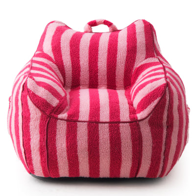 MAXYOYO Kids Bean Bag Chair, Sherpa Bean Bag Couch with Decorative Edges for children's room (Stripe Pink)
