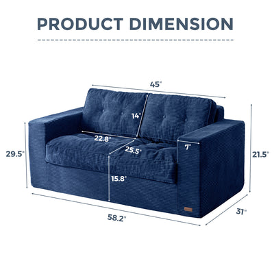 MAXYOYO Bean Bag Chair for Adults, Upholstered Floor Sofa with Armrests, Loveseat Boneless Couch with Tufted Cushion, Sofa in A Box, Large Bean Bag Couch for Bedroom Living Room,
