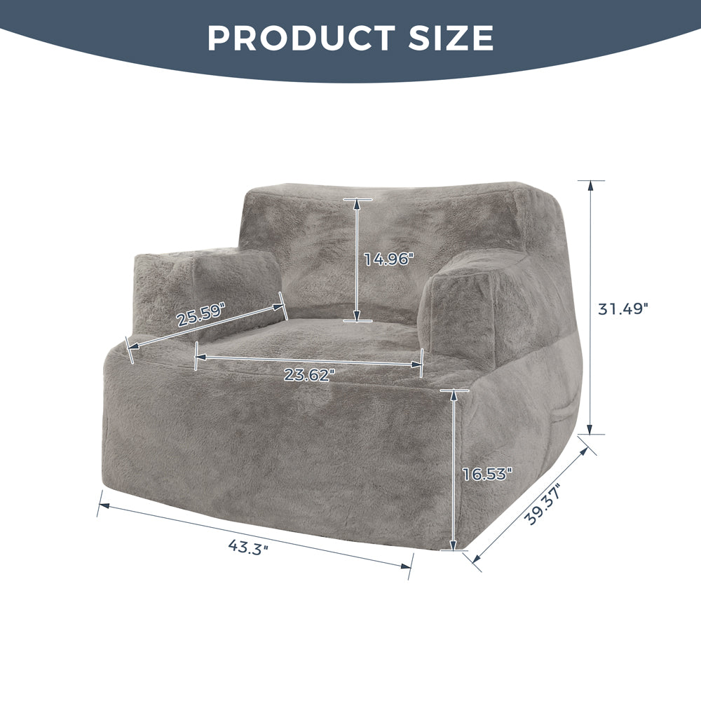 MAXYOYO Bean Bag Chairs for Adults & Kids, Lazy BeanBag Sofa with Armrests for Living Room, Grey