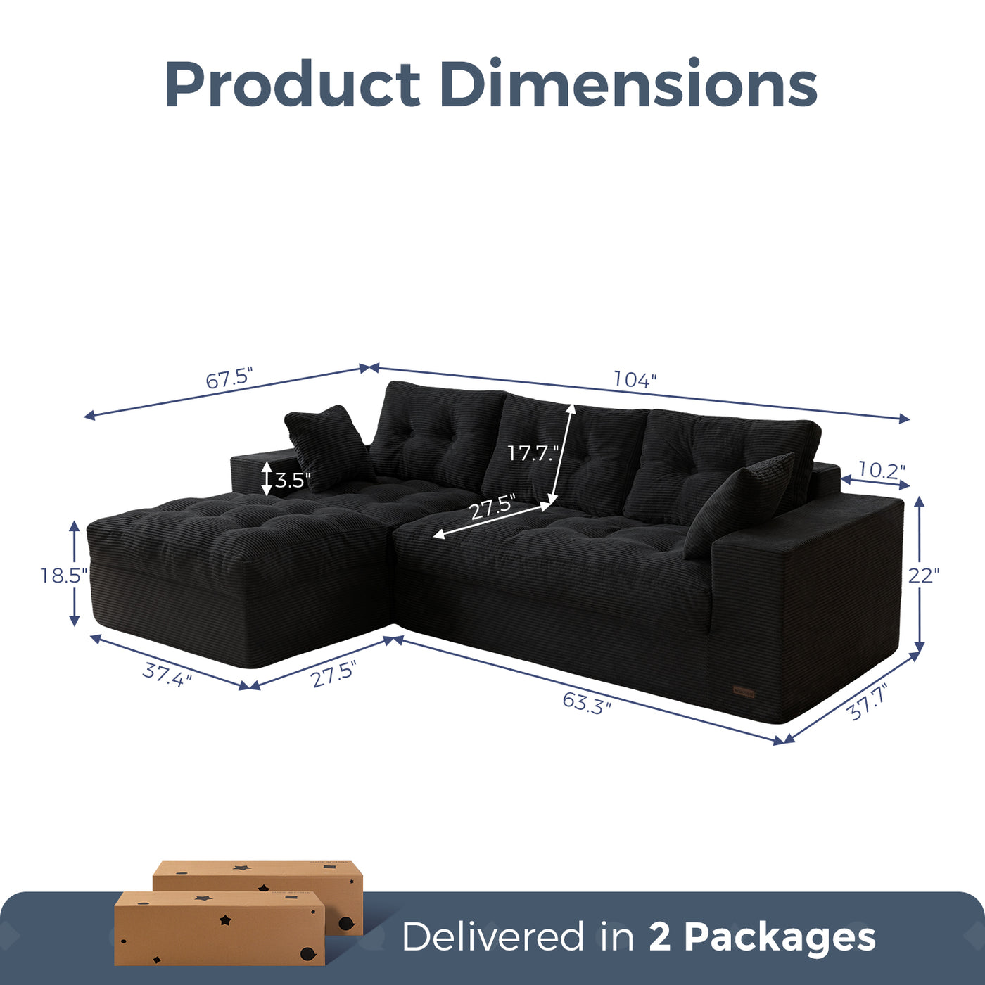 MAXYOYO L-Shaped Sectional Puffinest Modular Sofa – Convertible Ottoman, No-Assembly, 4-in-1 Flexible Layout