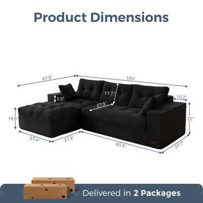 MAXYOYO L-Shaped Sectional Puffinest Modular Sofa – Convertible Ottoman, No-Assembly, 4-in-1 Flexible Layout