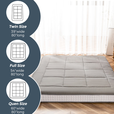 MAXYOYO 6" Extra Thick Floor Futon Mattress, Square Quilting, Dark Grey