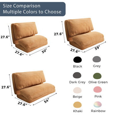 MAXYOYO Bean Bag Folding Sofa Bed, Floor Mattress Extra Thick Floor Sofa with Faux Fur Washable Cover, Khaki