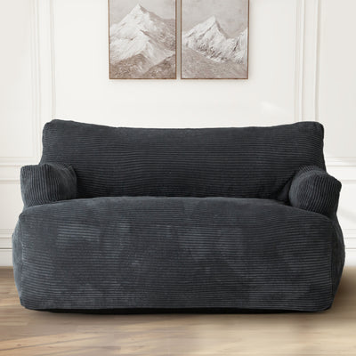 MAXYOYO Oversized Bean Bag Chair for Adults, 2-Seater Loveseat  Bean Bag Couch with Filler for Living Room, Dark Grey