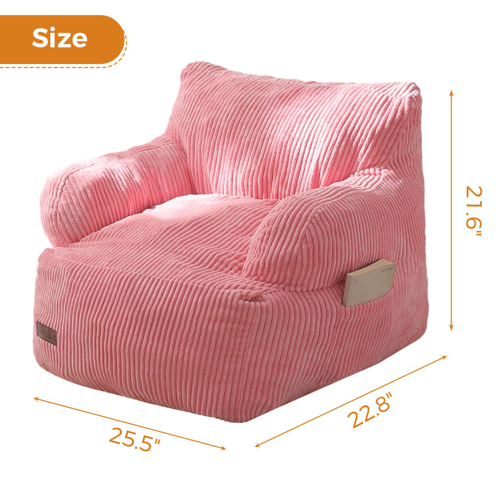 MAXYOYO Kids Bean Bag Chair, Stuffed Toddler Bean Bag Sofa with Filler Bean Bag Chair for Boys and Girls, Pink