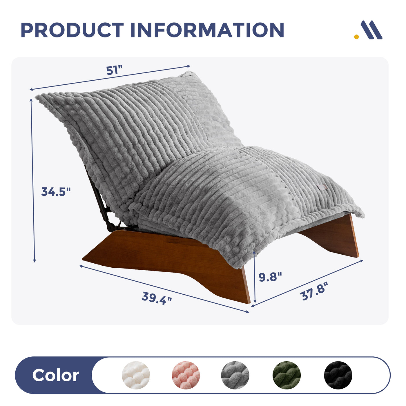 MAXYOYO Adjustable Living Room Chair, 3-Position Bean Bag Chair with Removable Cover, Upholstered Accent Chair with Frame, Soft Reclining Lounge for Bedroom, Apartment, Office