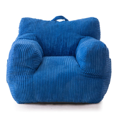MAXYOYO Kids Bean Bag Chair, Corduroy Bean Bag Couch with Armrests for Children's Room (Blue)
