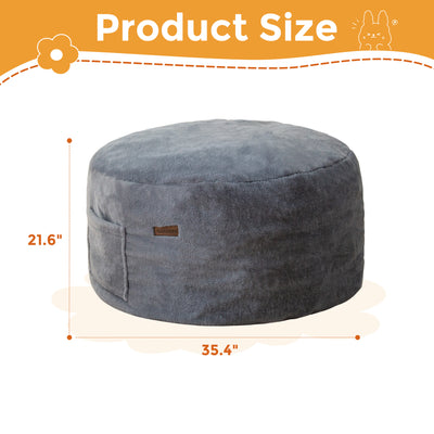 MAXYOYO Kids Bean Bag Chair, Stuffed Faux Fur Bean Bag for Toddler, Ultra Soft Floor Sofa with High-Density Foam Filling, Lazy Chair for Living Room, Playroom, Nursery Room,DGrey